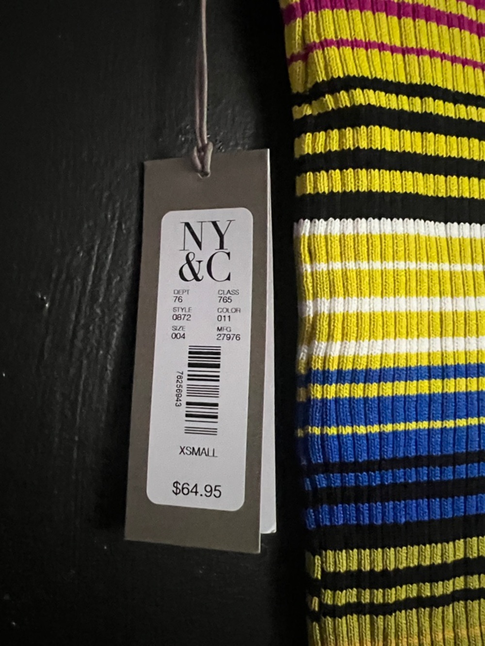 NY&Co Eva Mendes Multicolor Striped Knit Midi Skirt - Yellow/Blue/Pink - Picture 3 of 4